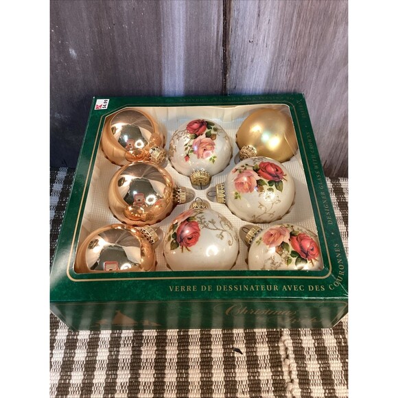 Christmas by Krebs Hand Decorated Glass Ornaments Glitter & Roses Multi Color~4 - Picture 4 of 15